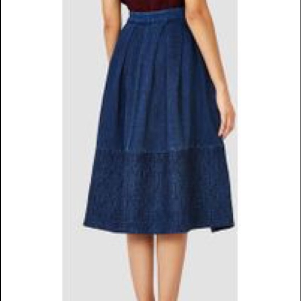 SIDELINE Button Down Indigo Skirt